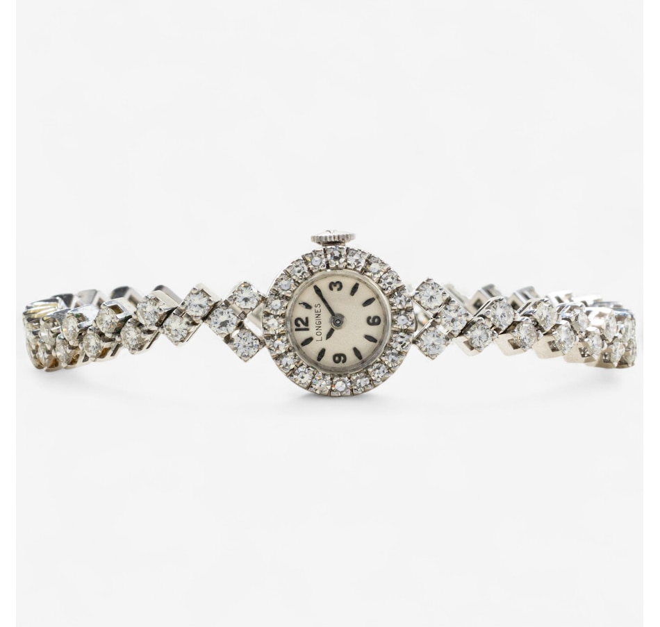 Image 746589_ALTMORE1.jpg, Product 746-589 / Price $13,995.00, Estate Originals 18K White Gold Longines Watch with 5.07 Carats of Diamonds from Estate Originals on TSC.ca's Jewellery department