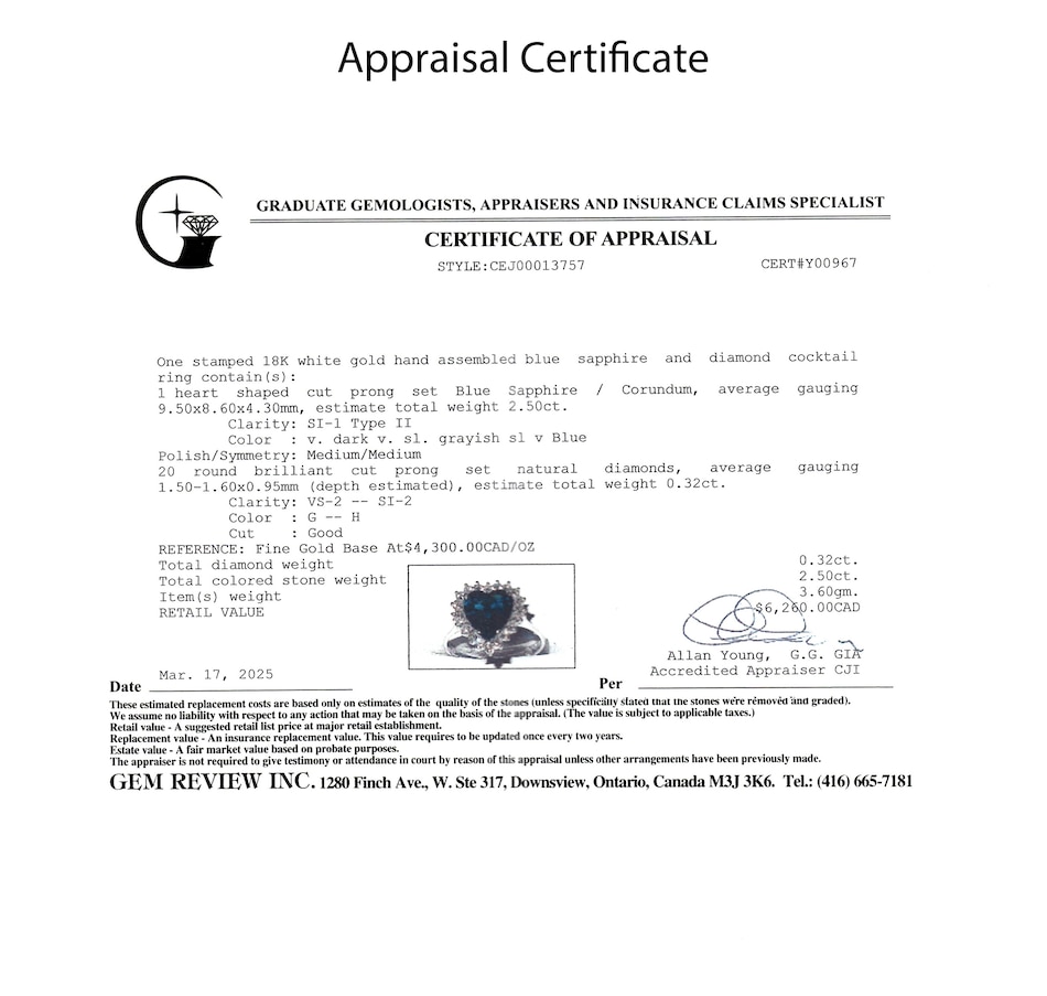 Image 746599_ALTMORE6.jpg, Product 746-599 / Price $2,995.00, Estate Originals 18K White Gold 2.5-Carat Heart-Shaped Sapphire and Diamond Halo Ring from Estate Originals on TSC.ca's Jewellery department