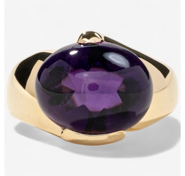 Estate Originals 18K Yellow Gold 7.23-Carat Oval Cabochon-Cut Amethyst Ring