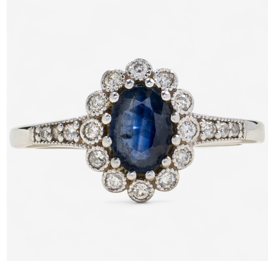 Image 746603.jpg, Product 746-603 / Price $1,695.00, Estate Originals 14K White Gold Sapphire and Diamond Halo Ring from Estate Originals on TSC.ca's Jewellery department
