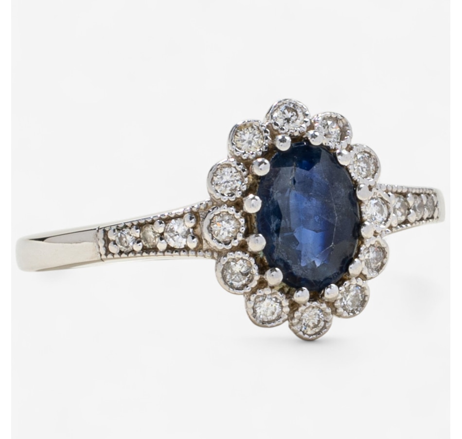 Image 746603_ALTMORE1.jpg, Product 746-603 / Price $1,695.00, Estate Originals 14K White Gold Sapphire and Diamond Halo Ring from Estate Originals on TSC.ca's Jewellery department