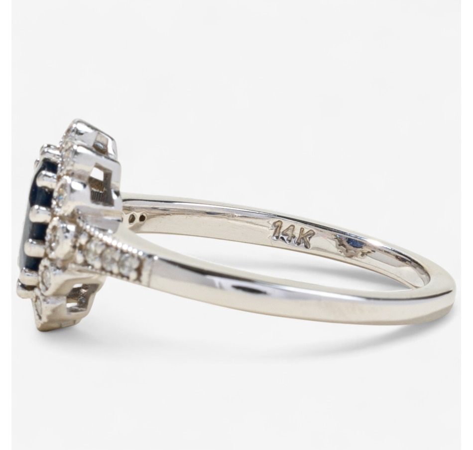 Image 746603_ALTMORE5.jpg, Product 746-603 / Price $1,695.00, Estate Originals 14K White Gold Sapphire and Diamond Halo Ring from Estate Originals on TSC.ca's Jewellery department