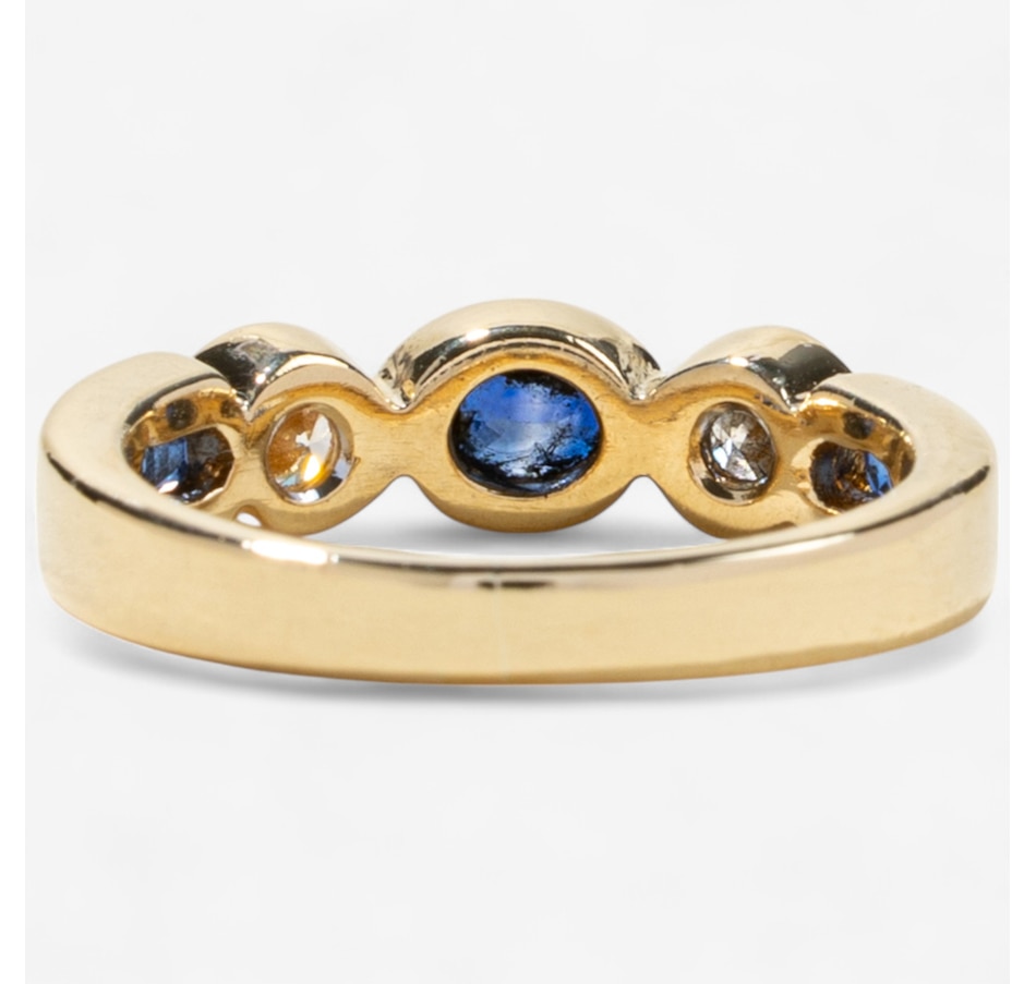 Image 746606_ALTMORE3.jpg, Product 746-606 / Price $2,295.00, Estate Originals 18K Yellow Gold Bezel Set Sapphire and Diamond Three-Across Ring with Shoulder Sapphires from Estate Originals on TSC.ca's Jewellery department