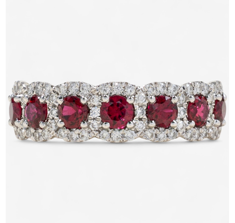 Image 746612.jpg, Product 746-612 / Price $2,995.00, Estate Originals 14K White Gold Ruby and Diamond 7-Across Cluster Ring from Estate Originals on TSC.ca's Jewellery department