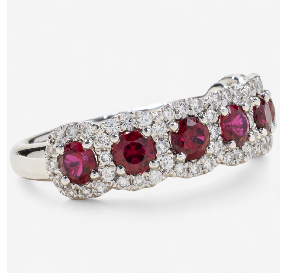 Image 746612_ALTMORE1.jpg, Product 746-612 / Price $2,995.00, Estate Originals 14K White Gold Ruby and Diamond 7-Across Cluster Ring from Estate Originals on TSC.ca's Jewellery department