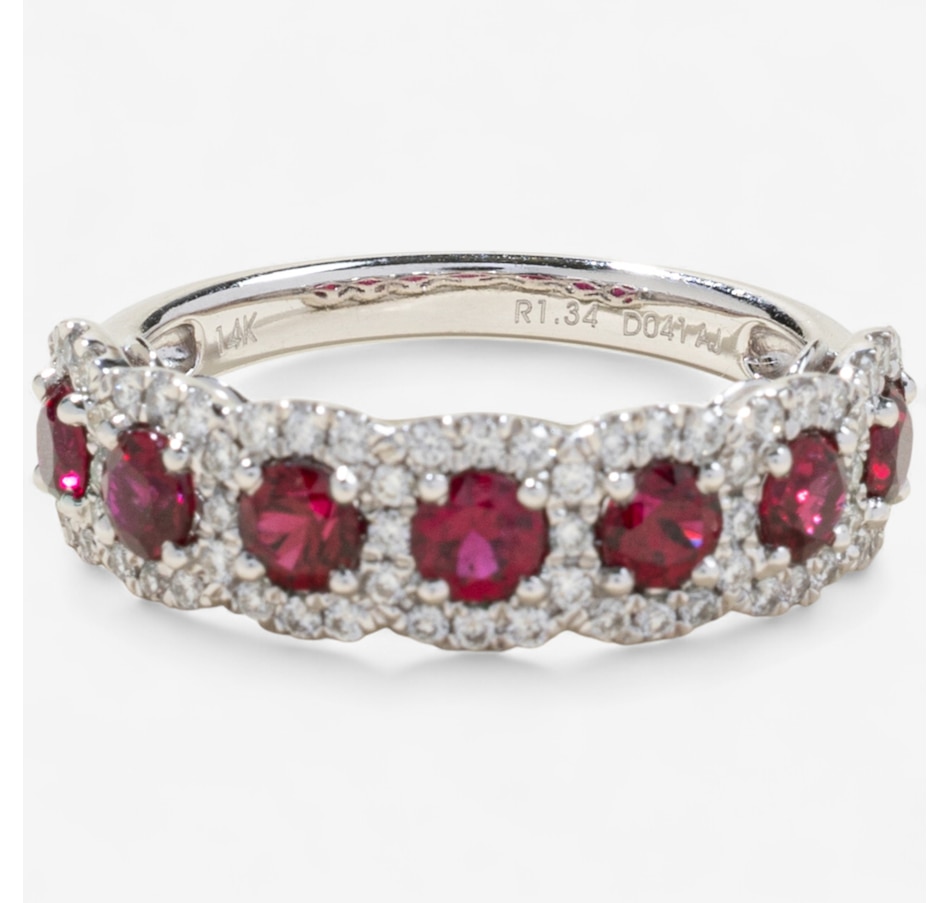 Image 746612_ALTMORE4.jpg, Product 746-612 / Price $2,995.00, Estate Originals 14K White Gold Ruby and Diamond 7-Across Cluster Ring from Estate Originals on TSC.ca's Jewellery department