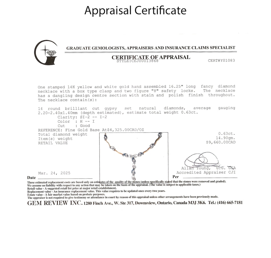 Image 746616_ALTMORE5.jpg, Product 746-616 / Price $4,695.00, Estate Originals 14K Yellow and White Gold Fancy "Y" Design Diamond Necklace from Estate Originals on TSC.ca's Jewellery department