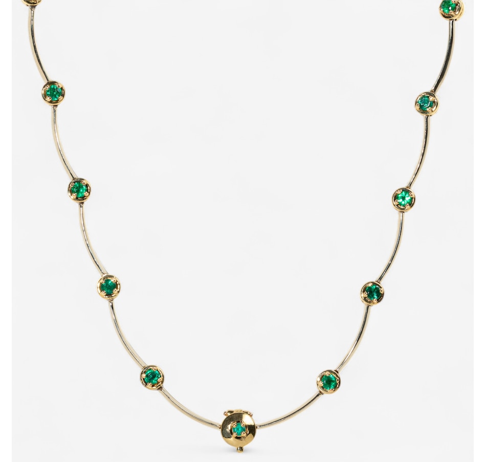 Image 746621_ALTMORE2.jpg, Product 746-621 / Price $16,995.00, Estate Originals Kaufmann de Suisse Handmade 18K White Gold Pear-Shaped Emerald and Diamond Wave Design Floral Necklace from Estate Originals on TSC.ca's Jewellery department