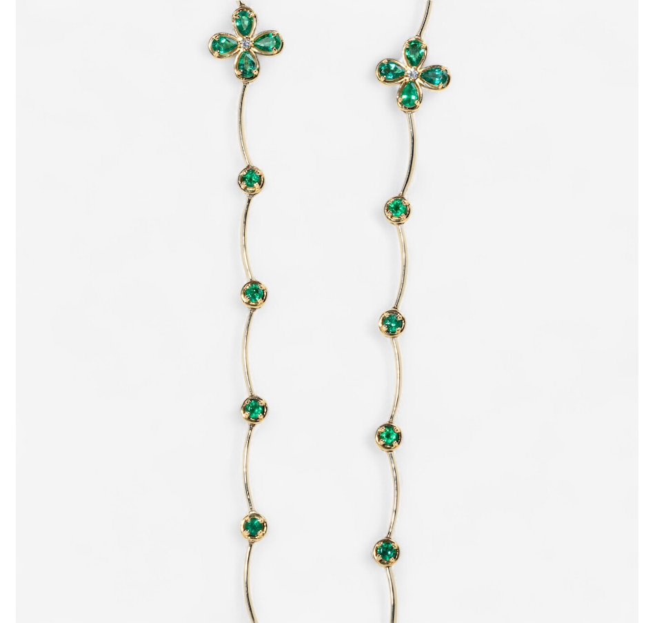 Image 746621_ALTMORE4.jpg, Product 746-621 / Price $16,995.00, Estate Originals Kaufmann de Suisse Handmade 18K White Gold Pear-Shaped Emerald and Diamond Wave Design Floral Necklace from Estate Originals on TSC.ca's Jewellery department