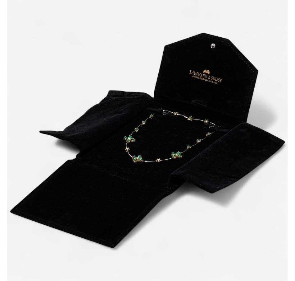 Image 746621_ALTMORE5.jpg, Product 746-621 / Price $16,995.00, Estate Originals Kaufmann de Suisse Handmade 18K White Gold Pear-Shaped Emerald and Diamond Wave Design Floral Necklace from Estate Originals on TSC.ca's Jewellery department