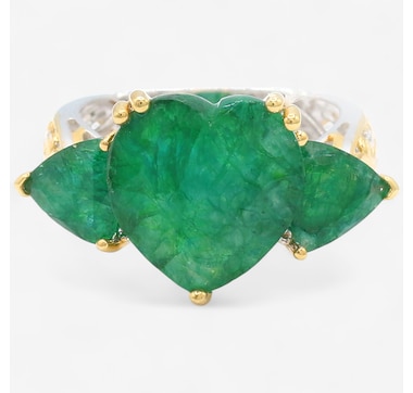 Product 746-626 / Price $269.99 , Gems en Vogue Palladium Silver Zambian Emerald Three-Stone Ring