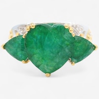 Gems en Vogue Palladium Silver Zambian Emerald Three-Stone Ring
