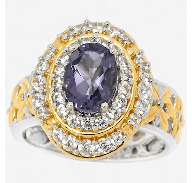 Product 746-628 / Price $299.99 , Gems En Vogue Palladium Silver Amethyst And White Zircon Halo Ring
