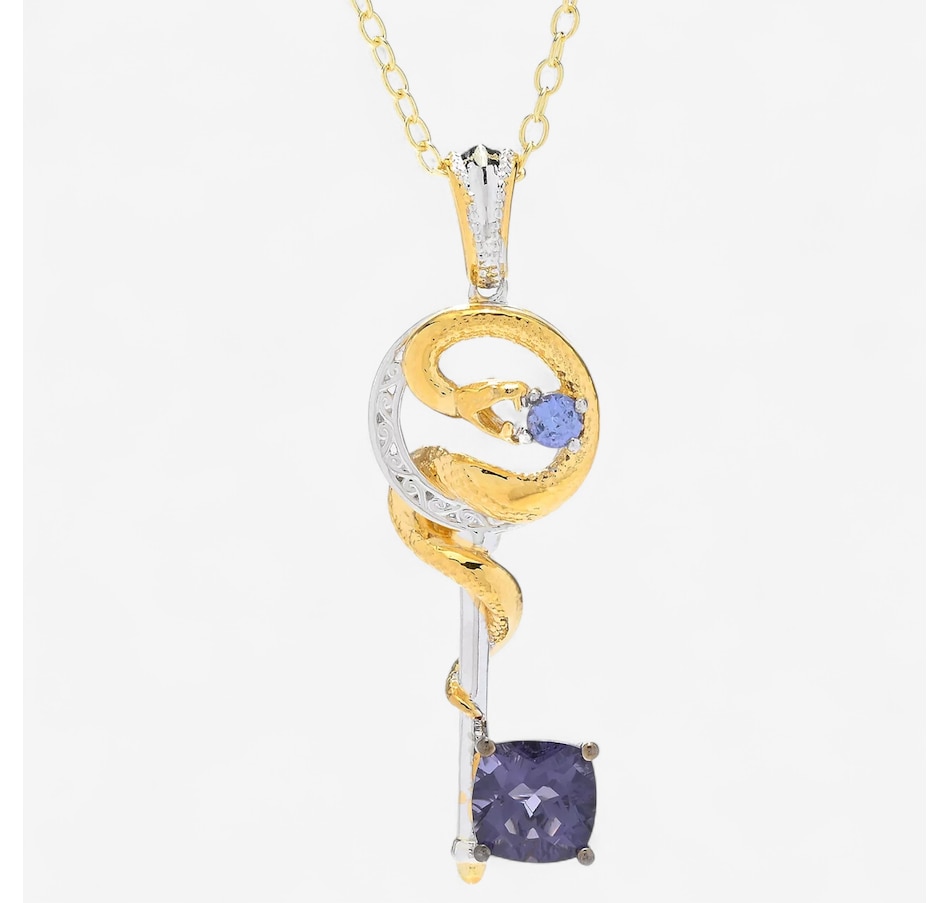 Image 746629.jpg, Product 746-629 / Price $279.99, Gems en Vogue Palladium Silver Blue Amethyst and Tanzanite Snake Key Pendant from Gems En Vogue on TSC.ca's Jewellery department