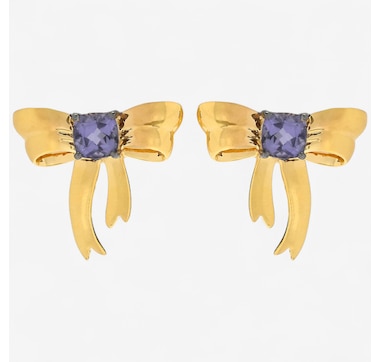 Gems en Vogue Palladium Silver Blue Amethyst Bow Earrings