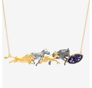 Product 746-631 / Price $479.99 , Gems En Vogue Palladium Silver Blue Amethyst African Safari Necklace
