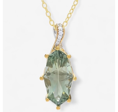 Product 746-634 / Price $299.99 , Gems En Vogue Palladium Silver Special Cut Prasiolite Pendant