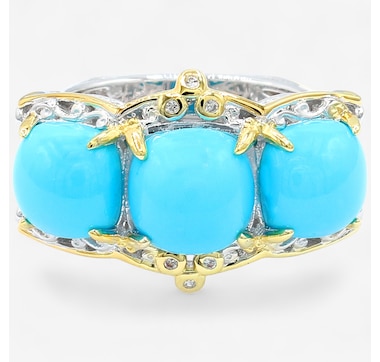 Product 746-639 / Price $299.99 , Gems En Vogue Palladium Silver Sleeping Beauty Turquoise & White Zircon Ring