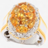 Gems En Vogue Palladium Silver Citrine Cluster Ring
