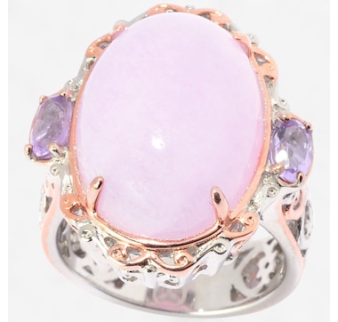 Product 746-653 / Price $179.99 , Gems En Vogue Palladium Silver Pink Hemimorphite & Brazillian Amethyst Ring