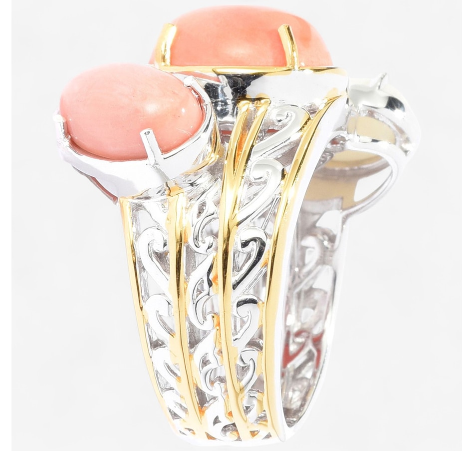 Image 746655_ALTMORE1.jpg, Product 746-655 / Price $179.99, Gems en Vogue Palladium Silver Coral Three-Stone Ring from Gems En Vogue on TSC.ca's Jewellery department