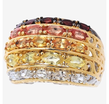 Product 746-657 / Price $299.99 , Gems En Vogue Palladium Silver Sapphire, Garnet & White Zircon Sunset Ombre Ring