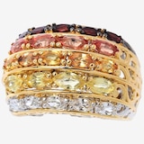 Gems En Vogue Palladium Silver Sapphire, Garnet & White Zircon Sunset Ombre Ring