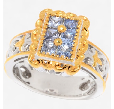 Product 746-658 / Price $249.99 , Gems En Vogue Palladium Silver Sapphire Cluster Ring