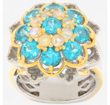 Gems En Vogue Palladium Silver Paraiba And Ethiopian Opal Ring