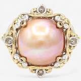 Gems En Vogue Palladium Silver Golden Pearl And Champagne Diamond Ring