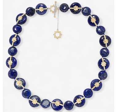 Gems En Vogue Palladium Silver Lapis Disk Bead Necklace