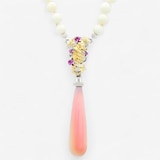 Gems En Vogue Palladium Silver Conch Shell Drop Seahorse Necklace
