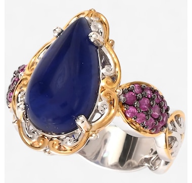 Gems En Vogue Palladium Silver Sodalite & Ruby Ring