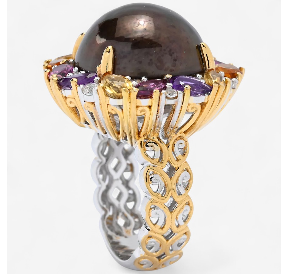 Image 746670_ALTMORE1.jpg, Product 746-670 / Price $349.99, Gems En Vogue Palladium Silver Chocolate Brown Mabe Pearl & Multi Gemstone Ring from Gems En Vogue on TSC.ca's Jewellery department