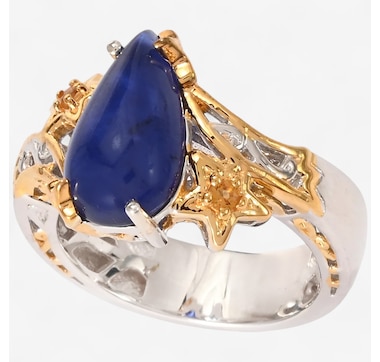 Product 746-674 / Price $299.99 , Gems En Vogue Palladium Silver Sodalite & Citrine Shooting Star Ring