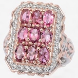 Gems En Vogue Palladium Silver Pink Tourmaline and White Zircon Ring