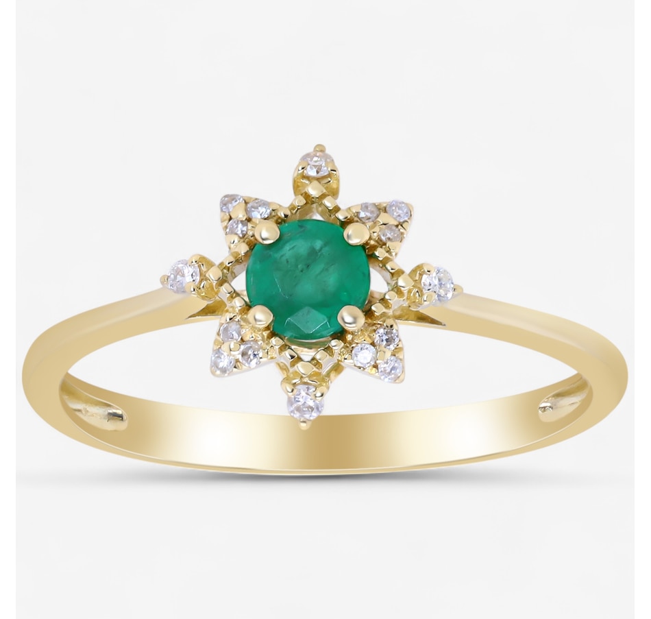 Image 746683.jpg, Product 746-683 / Price $539.99, 10K Yellow Gold Emerald and Diamond Starburst Ring from The Vault on TSC.ca's Jewellery department