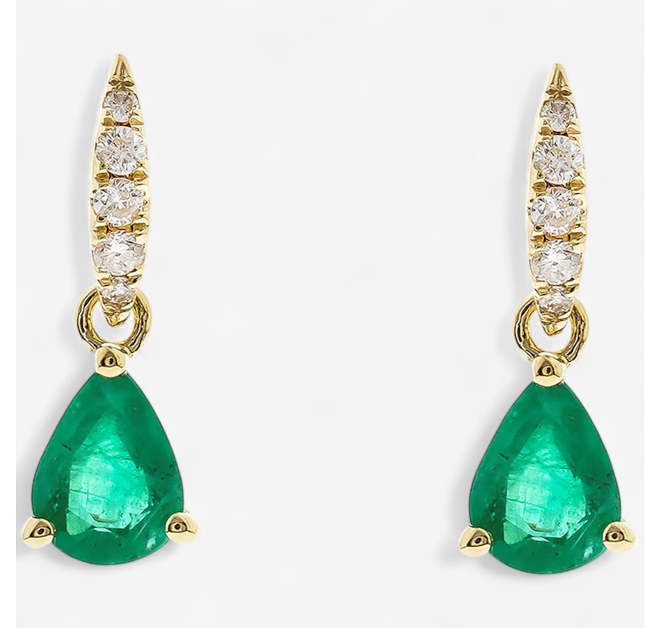 10K Yellow Gold Emerald and Diamond Earrings