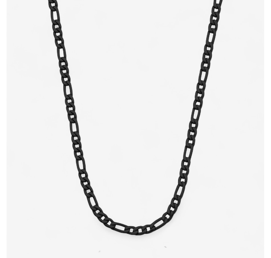 Image 746694_BLK.jpg, Product 746-694 / Price $59.99, Steelx IP Dark Grey 4.5mm Figaro Chain Necklace 24" from STEELX on TSC.ca's Jewellery department