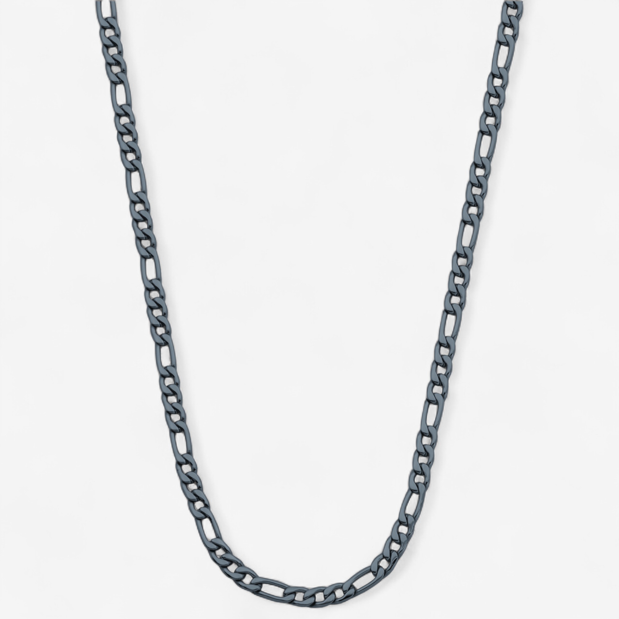 Steelx IP Dark Grey 4.5mm Figaro Chain Necklace 24