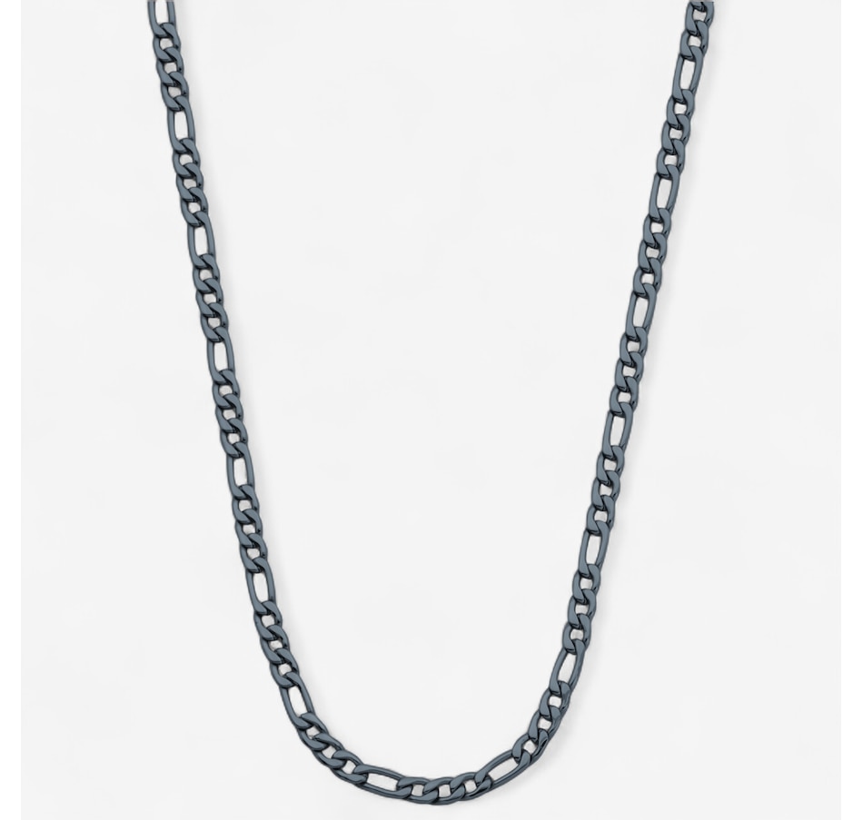 Image 746694_GRY.jpg, Product 746-694 / Price $59.99, Steelx IP Dark Grey 4.5mm Figaro Chain Necklace 24" from STEELX on TSC.ca's Jewellery department