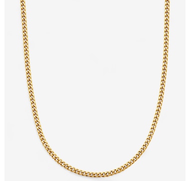 Steelx IP Gold 3.5mm Cuban Chain Necklace 20"