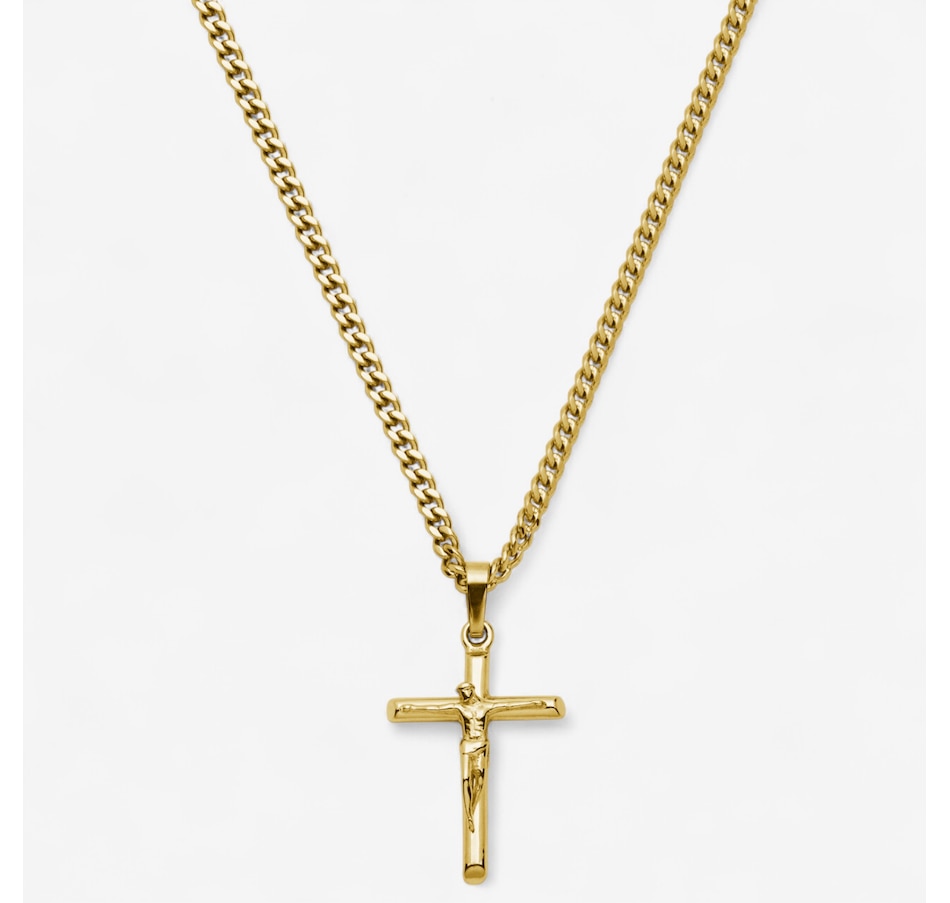 Image 746697_YGP.jpg, Product 746-697 / Price $79.99, Steelx IP Gold Crucifix Cross Pendant Necklace from STEELX on TSC.ca's Jewellery department