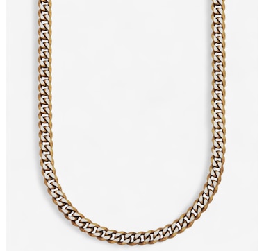 Steelx Two Tone Matte Finished IP Gold 8mm Curb Chain Necklace 24"