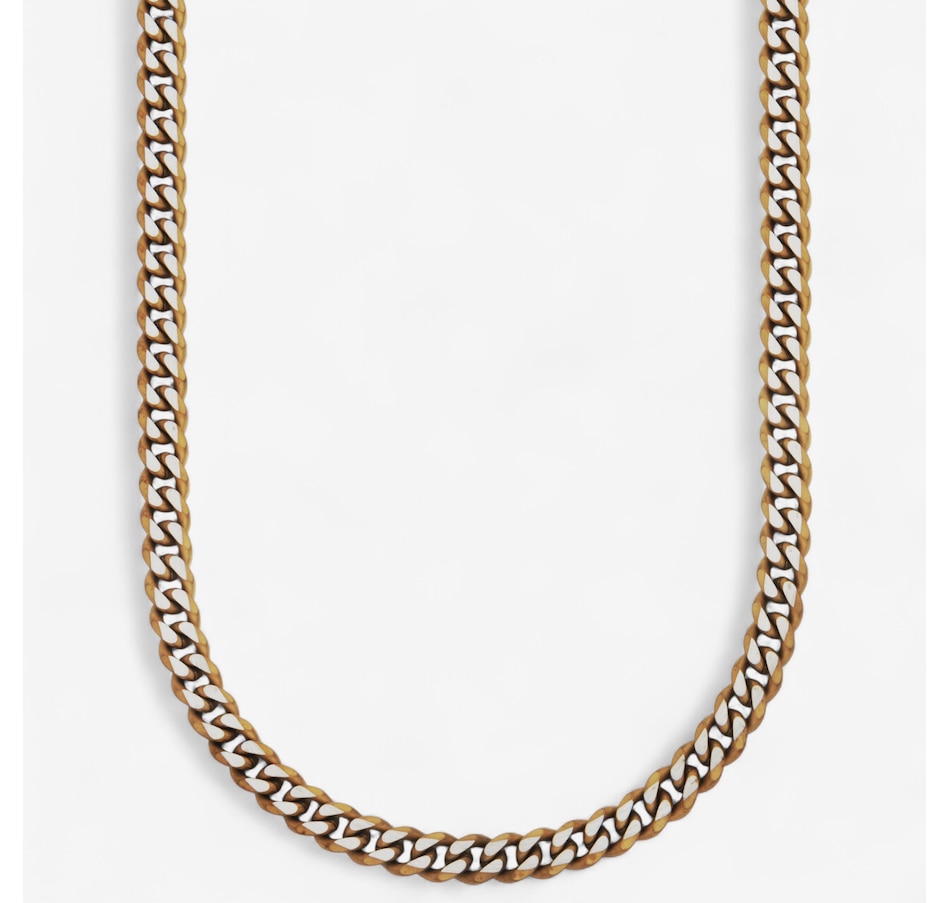 Image 746702.jpg, Product 746-702 / Price $79.99, Steelx Two Tone Matte Finished IP Gold 8mm Curb Chain Necklace 24" from STEELX on TSC.ca's Jewellery department