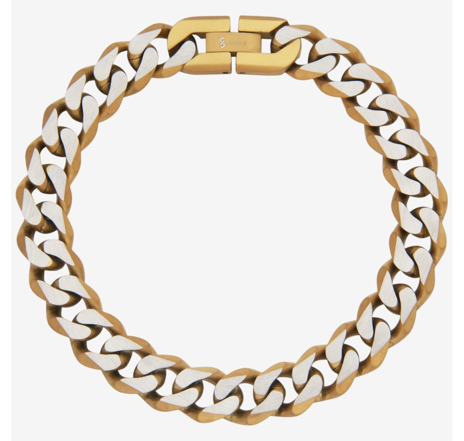 Image 746703.jpg, Product 746-703 / Price $69.99, Steelx Two Tone Matte Finished IP Gold 10.5mm Curb Chain Bracelet 8.5" from STEELX on TSC.ca's Jewellery department