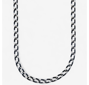 Steelx Two Tone Matte Finished IP Black 6.8mm Curb Chain Necklace 24"