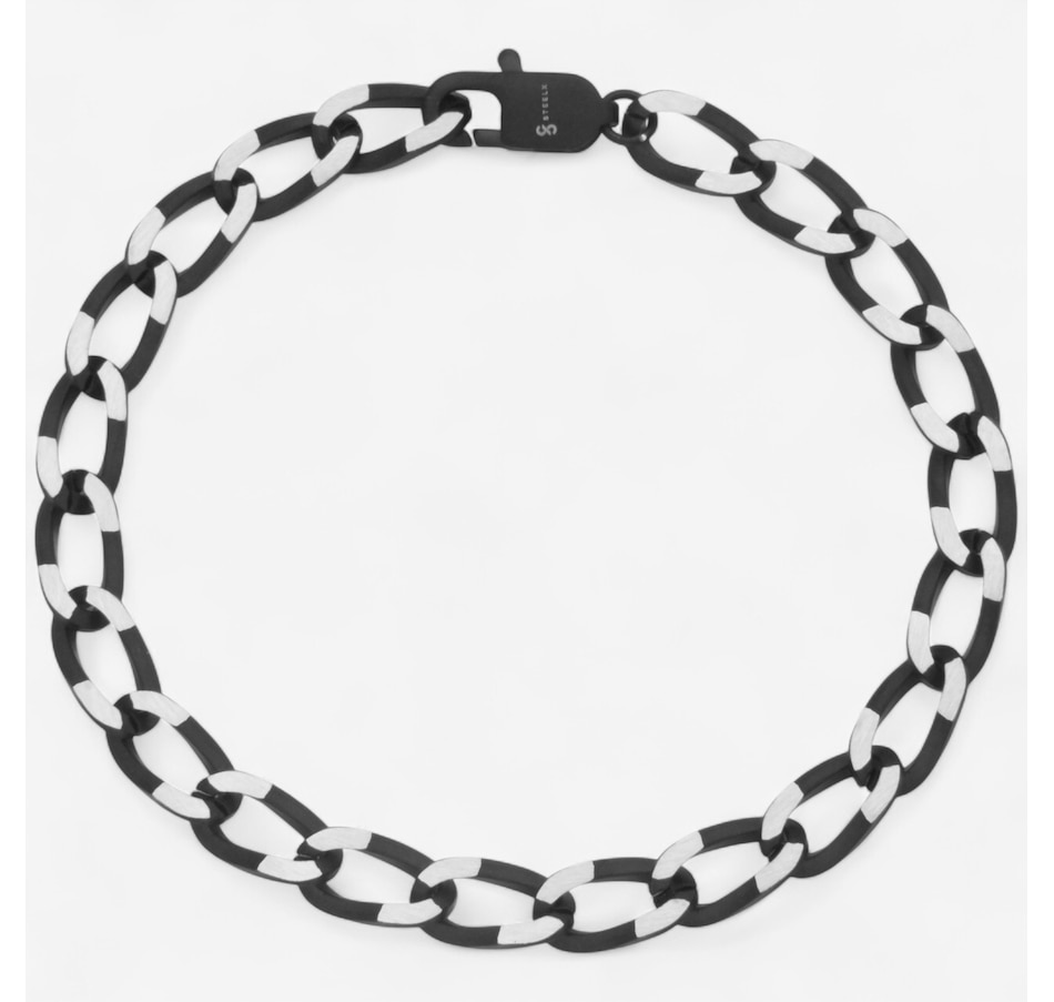 Image 746705.jpg, Product 746-705 / Price $49.99, Steelx Two Tone Matte Finished IP Black 6.8mm Curb Chain Bracelet 8.5" from STEELX on TSC.ca's Jewellery department