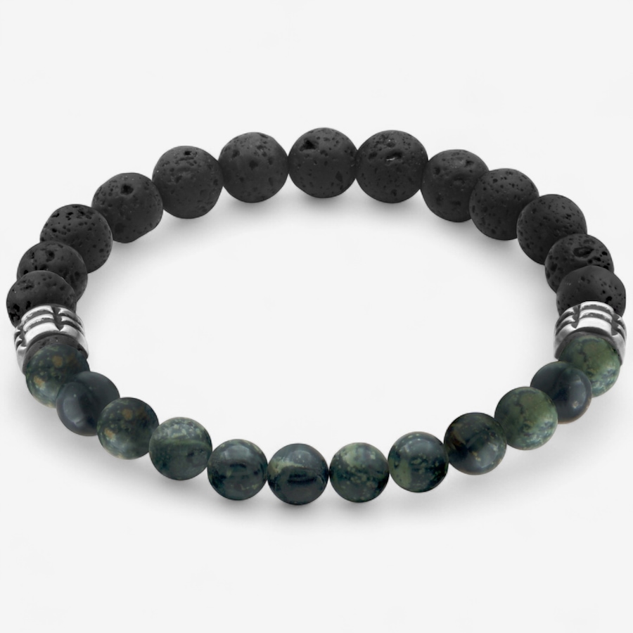 Image 746728.jpg, Product 746-728 / Price $59.99, Steelx 8.5-mm Lava Bead and 8-mm Kambaba Jasper Bead Bracelet 8.75" from Steelx on TSC.ca's Jewellery department