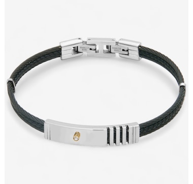 Steelx 2-mm IP Black Wire Bracelet with White Cubic Zirconia 8''